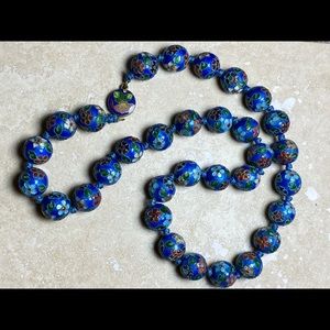 Vintage Hand-Painted Cloisonné Bead Necklace
